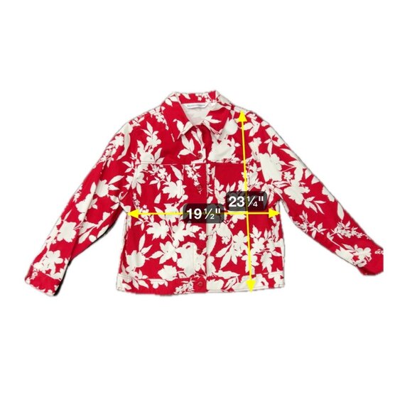 Drapers & Damons Red White Floral Womens Jacket Sz Large - Picture 6 of 8